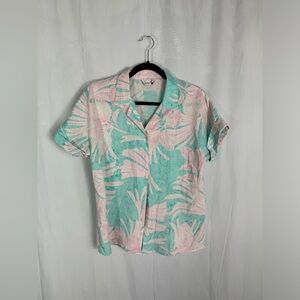 Vintage Giovelli Floral Pink/Blue Blouse 80s